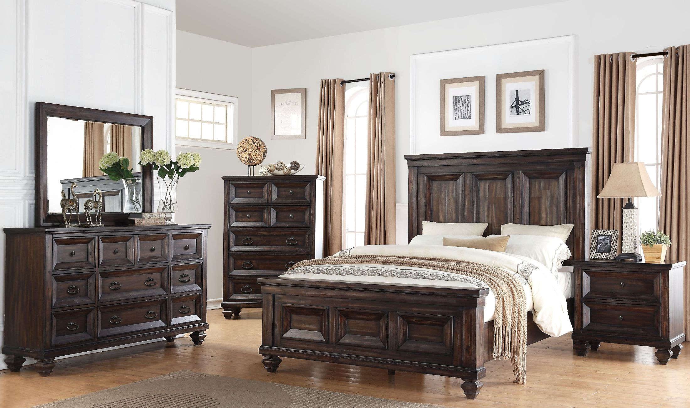 Sevilla Walnut Panel Bedroom Set pertaining to measurements 2200 X 1303