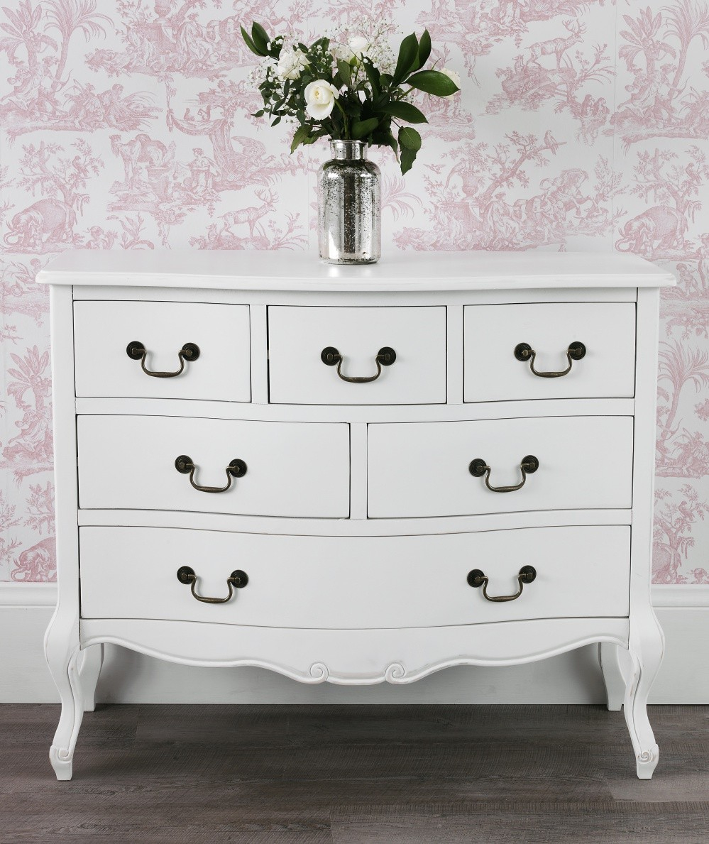 Shab Chic White 6 Drawer Chest Bedroom Furniture Direct in size 999 X 1189