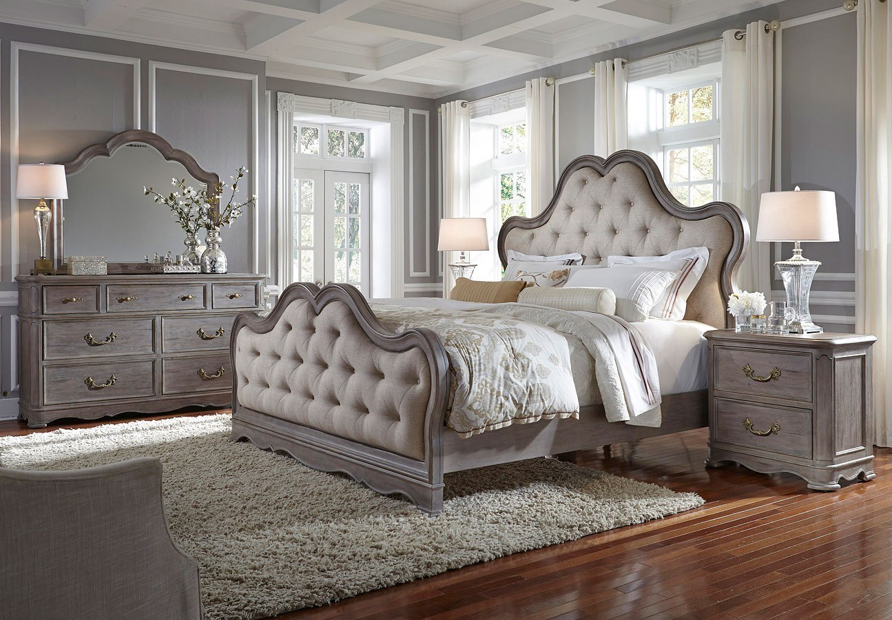 Simply Charming Upholstered Bedroom Set with dimensions 1295 X 900