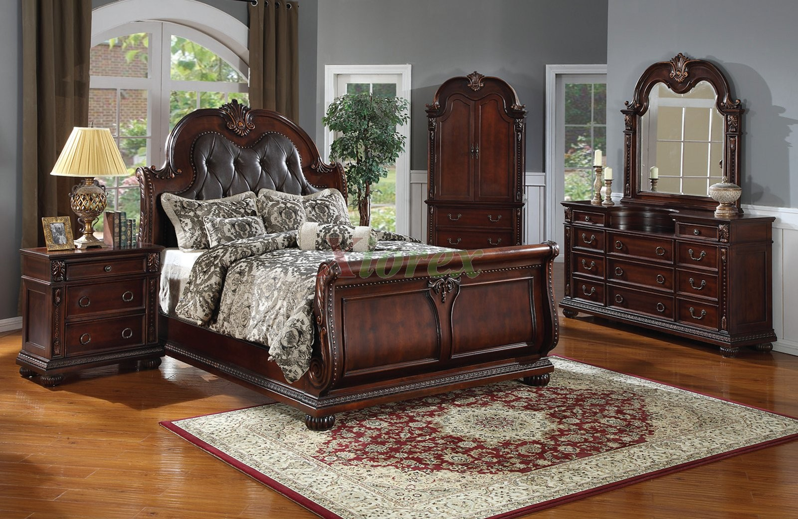 Sleigh Bedroom Furniture Set With Leather Headboard 119 Xiorex in proportions 1600 X 1040