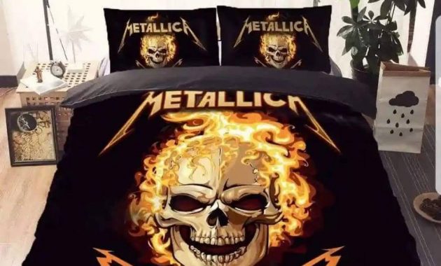 Snm Metallica Fire Skull Bedding Set Cover with regard to proportions 960 X 910