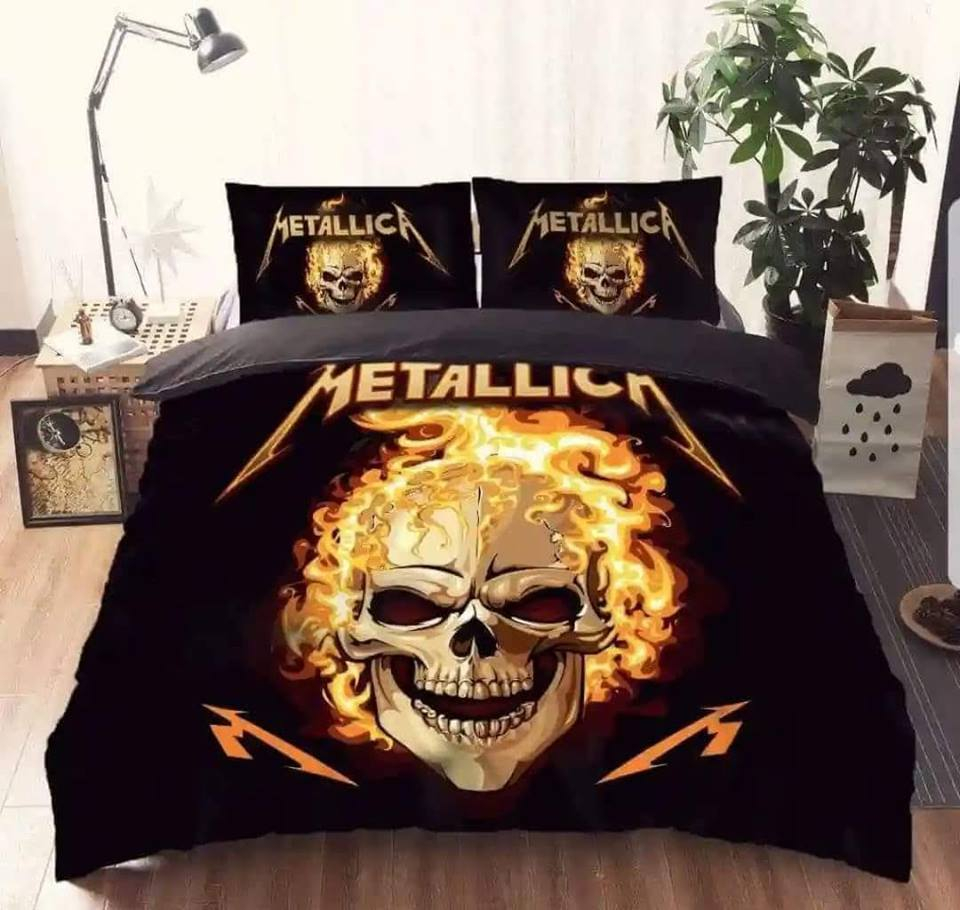 Snm Metallica Fire Skull Bedding Set Cover with regard to proportions 960 X 910