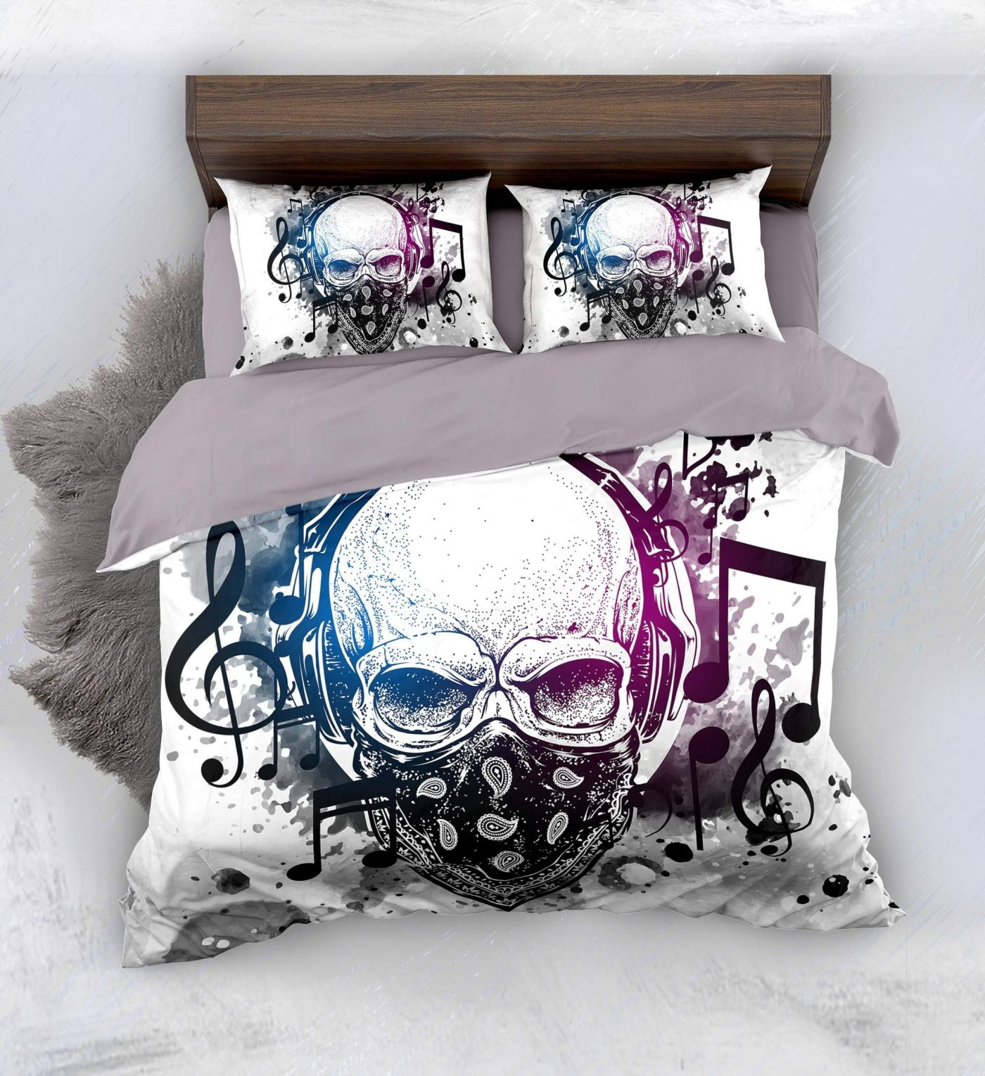 Snm Skull Musical Notes Bedding Skull Bed Set within sizing 1400 X 1529