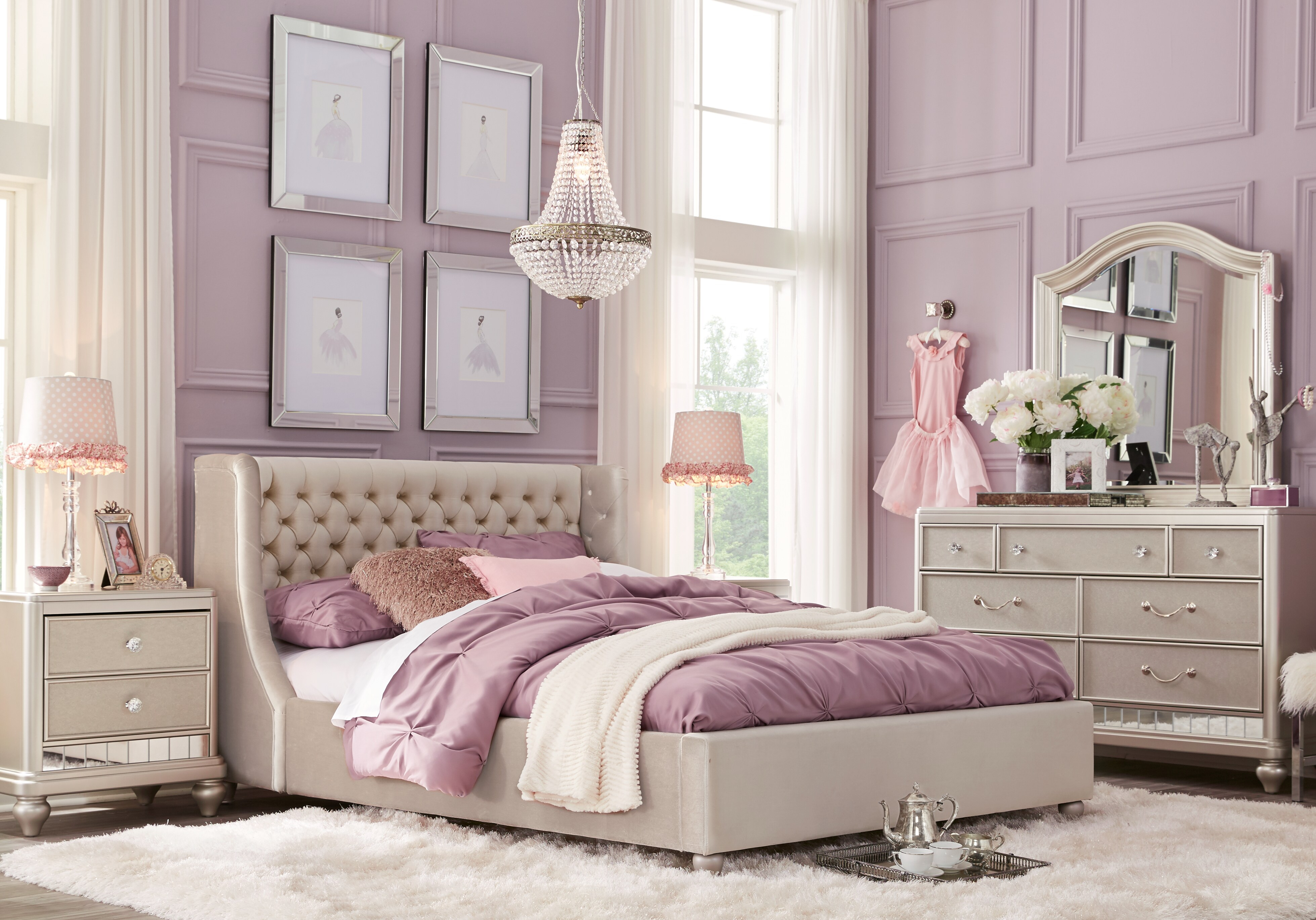 Sofia Vergara Petit Paris Champagne 4 Pc Full Bedroom With throughout measurements 3916 X 2737