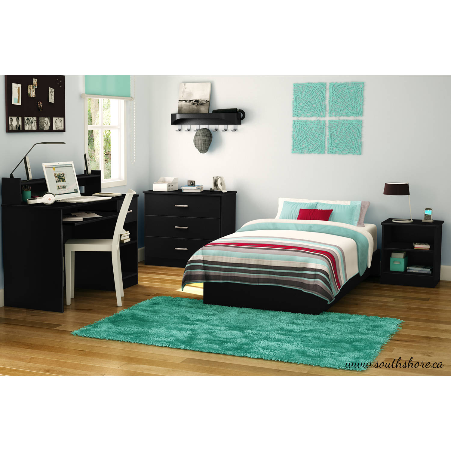 South Shore Smart Basics 3 Piece Bedroom Set With Desk Multiple Finishes Walmart in measurements 1500 X 1500