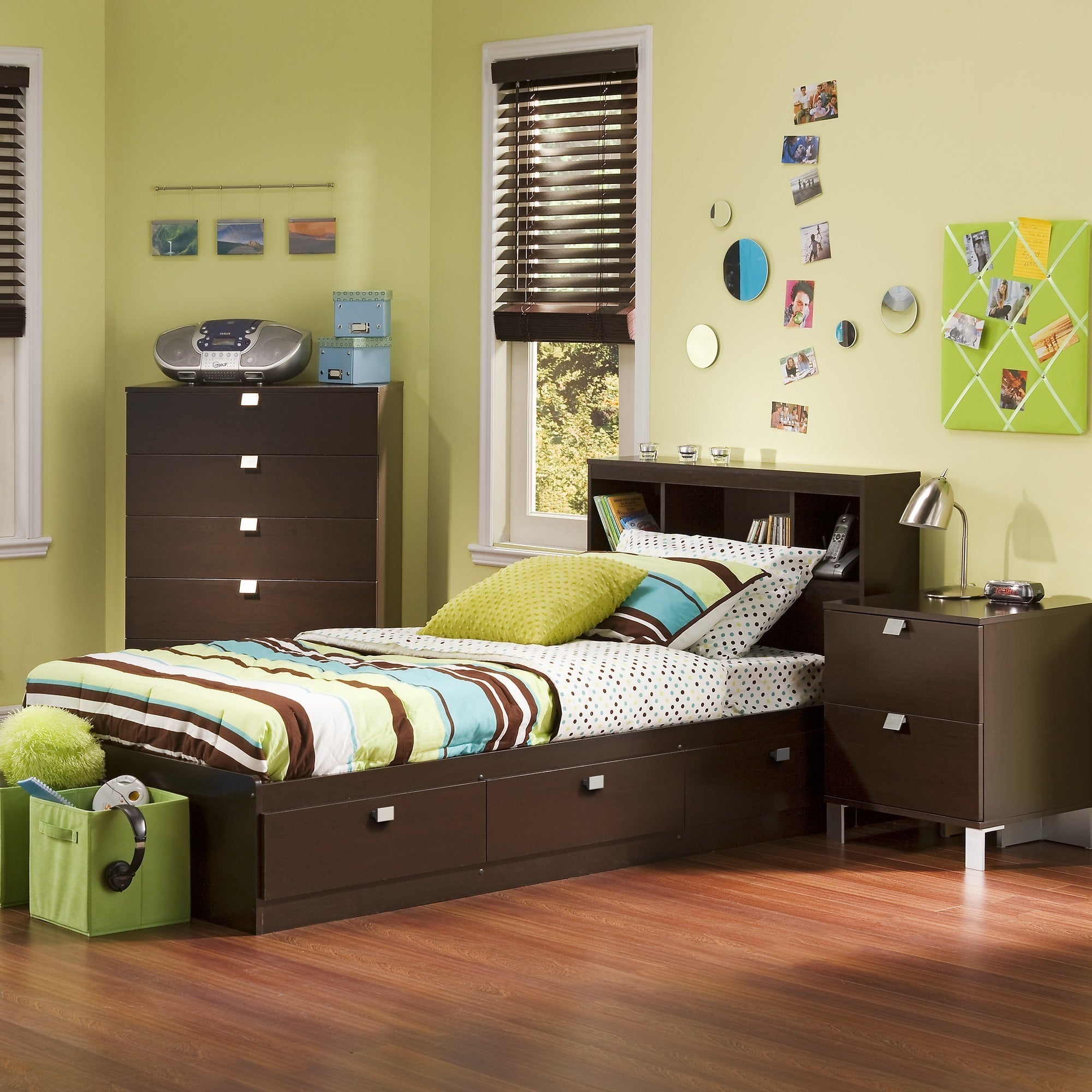 South Shore Spark 3 Piece Kids Bedroom Set Twin Chocolate within proportions 2000 X 2000