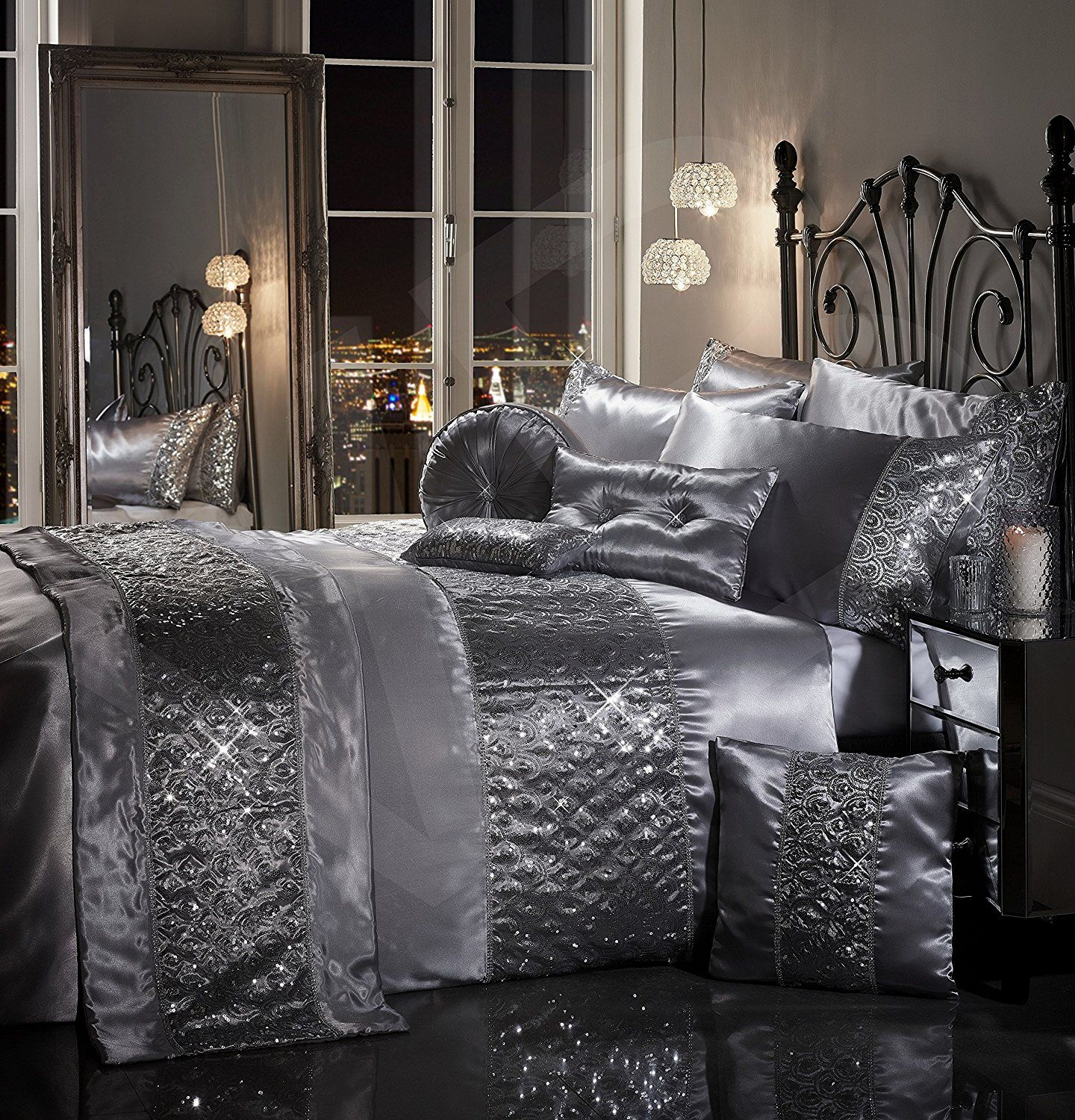 Sparkle Sequin Luxury Diamante Bedding Bedroom Collection regarding size 1440 X 1500