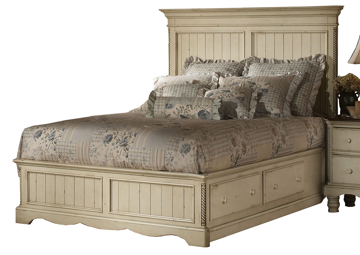 Squan Furniture Wilshire Panel Queen Bed Wrails Storage Base within sizing 1366 X 968