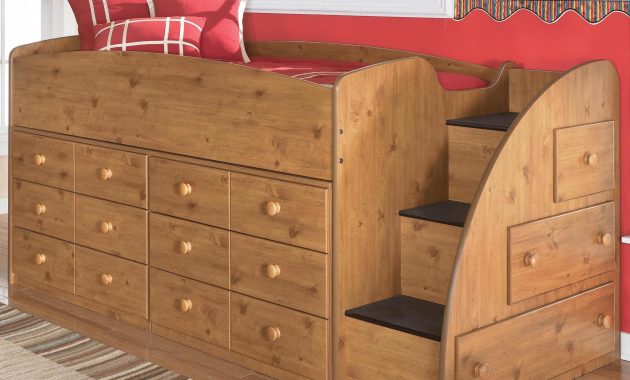 Stages Twin Loft Bed With Right Steps Chest Storage Signature intended for sizing 2394 X 2394