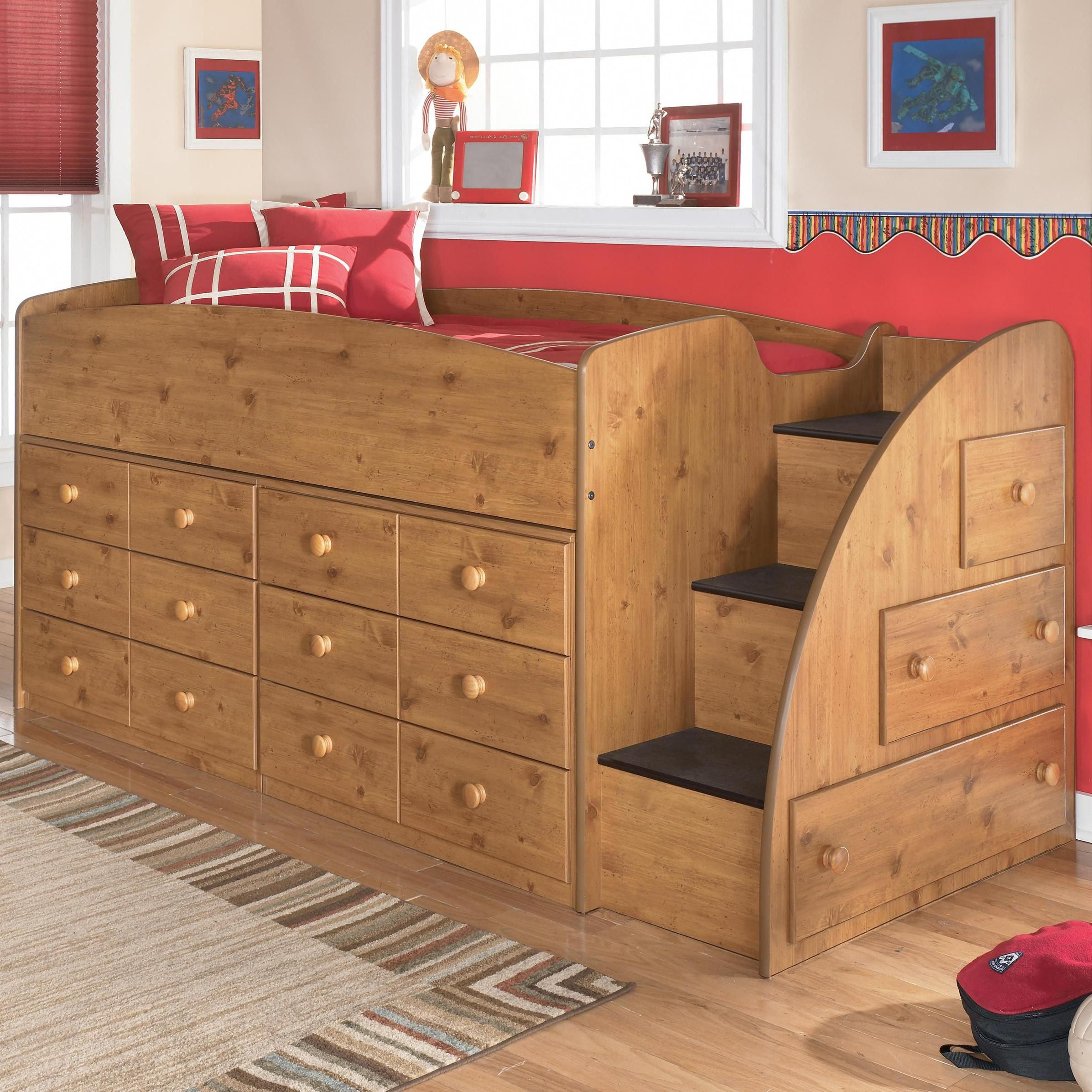 Stages Twin Loft Bed With Right Steps Chest Storage Signature intended for sizing 2394 X 2394