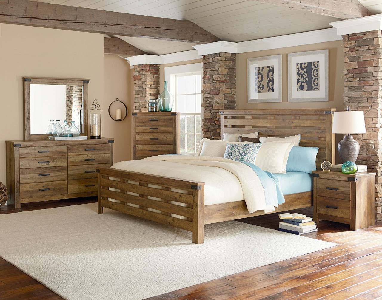 Standard Furniture Montana 4 Piece Panel Bedroom Set In Knotty Pine for sizing 1280 X 1006