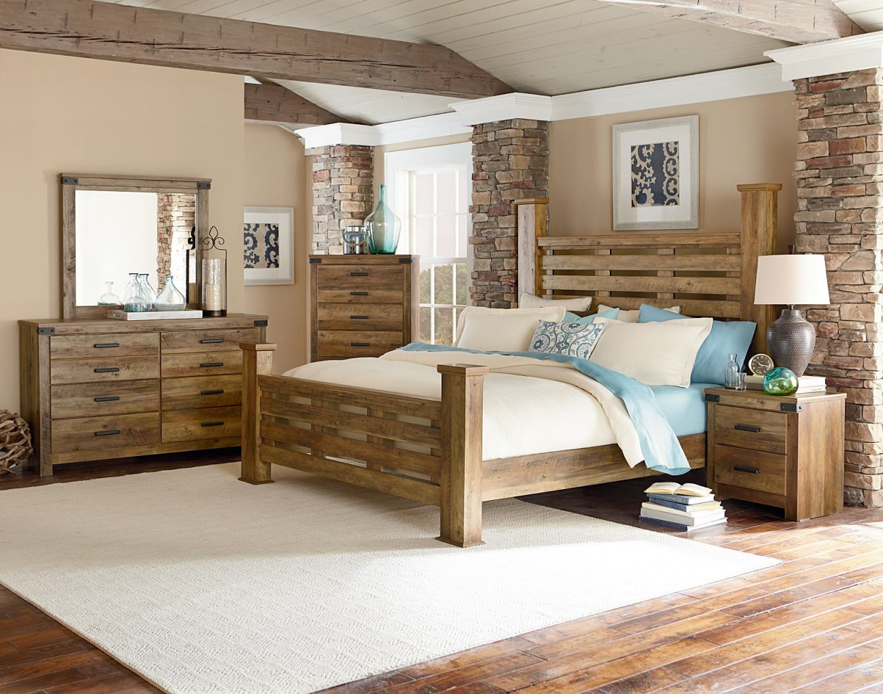Standard Furniture Montana 4 Piece Poster Bedroom Set In Knotty Pine throughout proportions 1280 X 1006