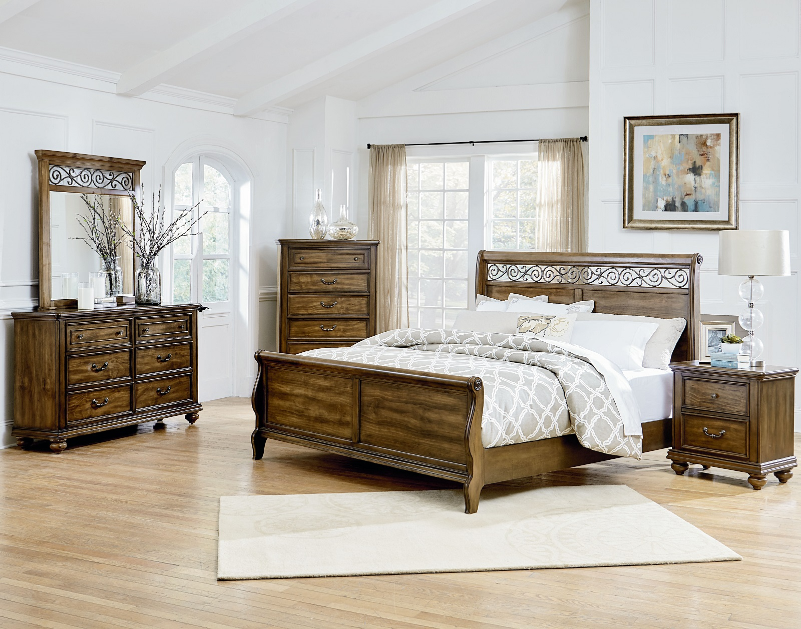 Standard Furniture Monterey 4 Piece Sleigh Bedroom Set In Caramel Pine with regard to proportions 1600 X 1257