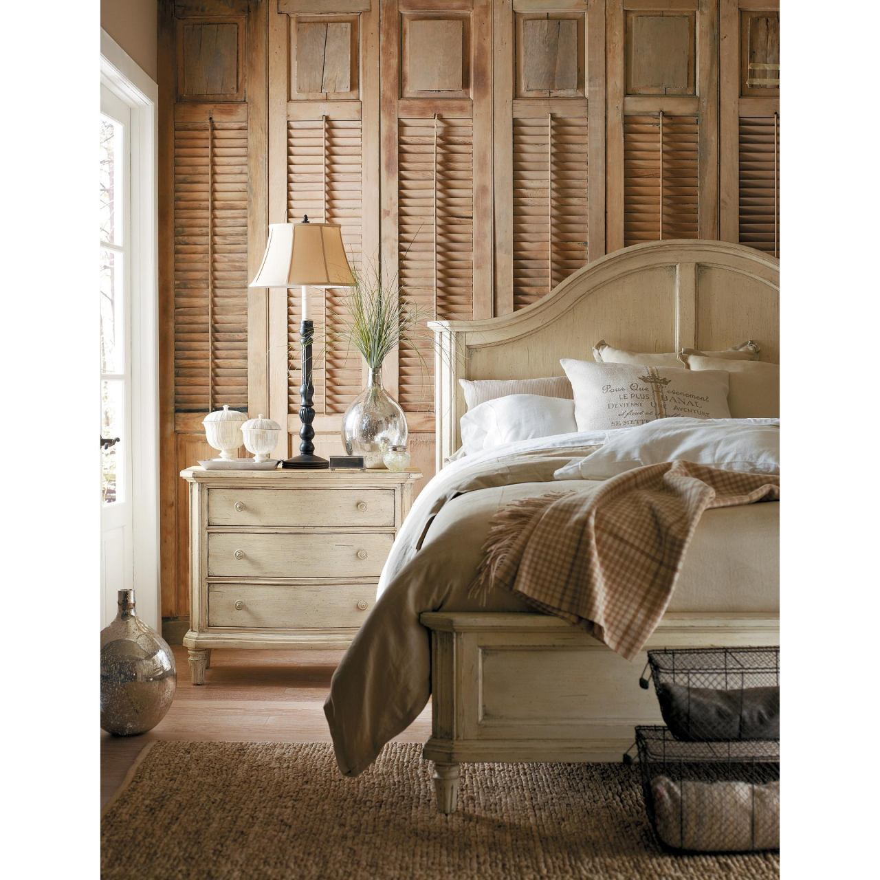 Stanley Furniture European Cottage Portfolio Panel Bedroom Set In Vintage White with proportions 1280 X 1280