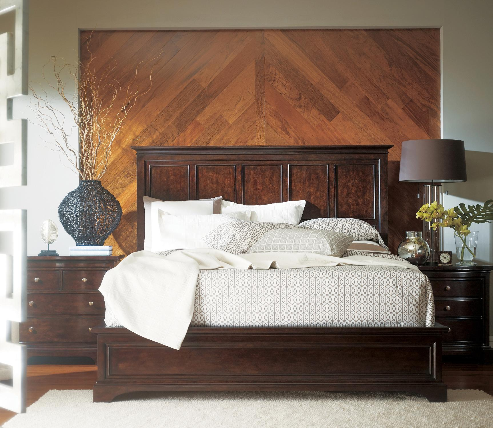 Stanley Furniture Transitional Portfolio Panel Bedroom Set In Polished Sable pertaining to proportions 1725 X 1498