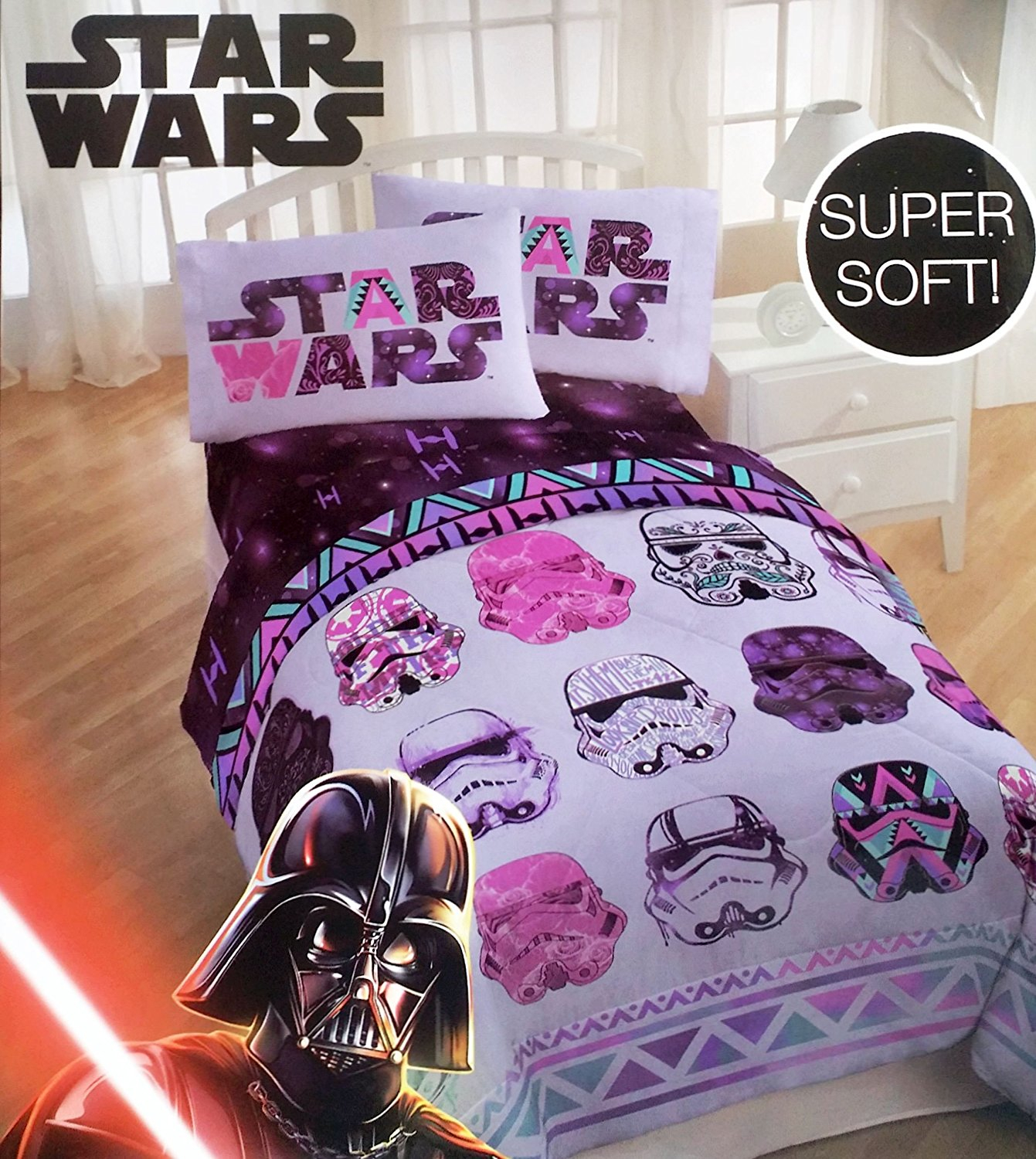 Star Wars Girls 4 Piece Bedding Set Reversible Comforter And intended for dimensions 1341 X 1500