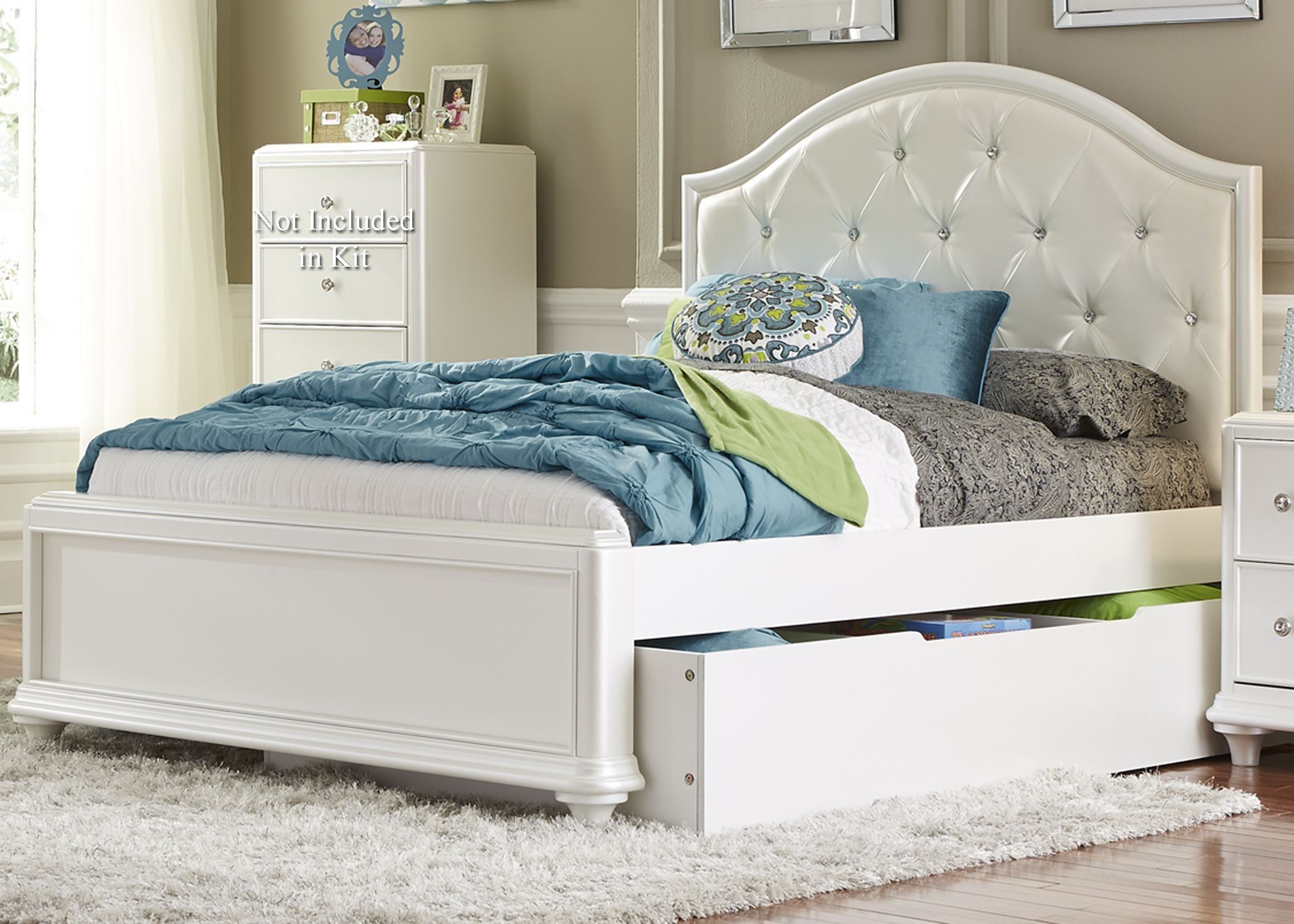 Stardust Iridescent White Youth Panel Trundle Bedroom Set Princess with regard to measurements 2100 X 1500