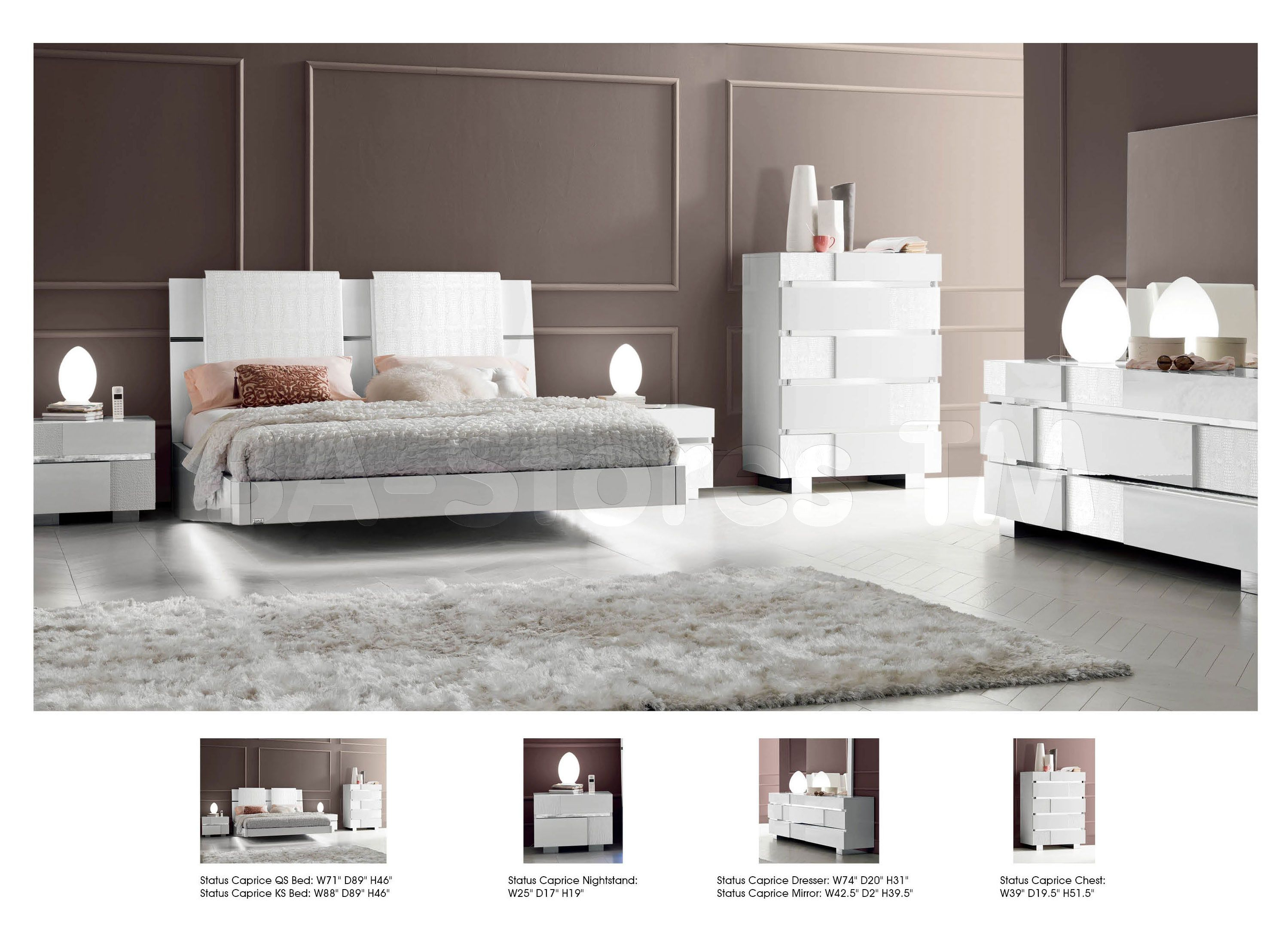 Status Caprice Bedroom Set White Bed Nightstand Dresser And with size 2998 X 2185