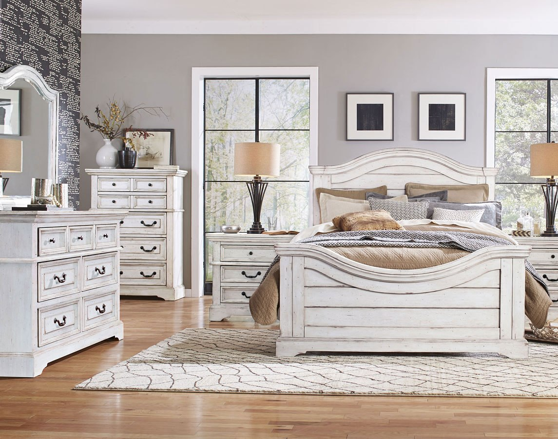 Stonebrook Panel Bedroom Set Antique White throughout proportions 1145 X 900