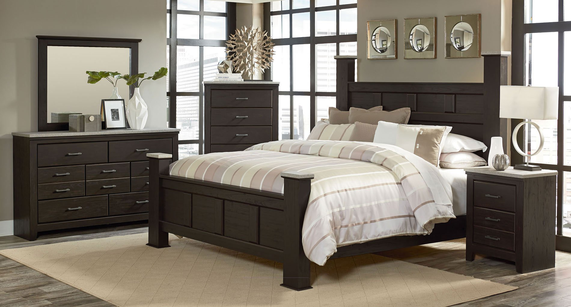 Stonehill Dark Poster Bedroom Set with sizing 1900 X 1024