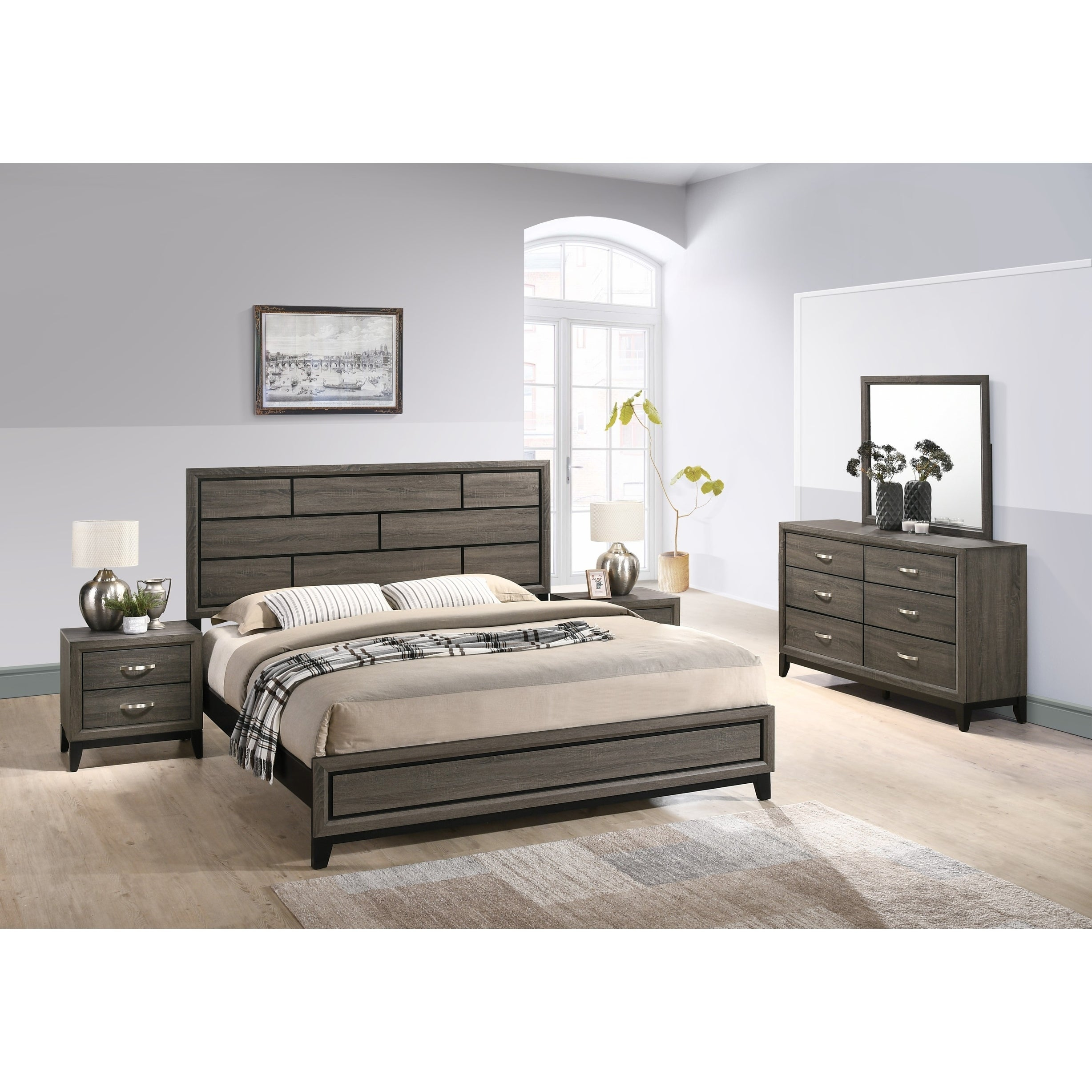 Stout Panel Bedroom Set With Bed Dresser Mirror 2 Night Stands in size 2455 X 2455