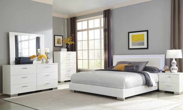 Strick Bolton Alice White 4 Piece Bedroom Set With Led Headboard for dimensions 3500 X 3500