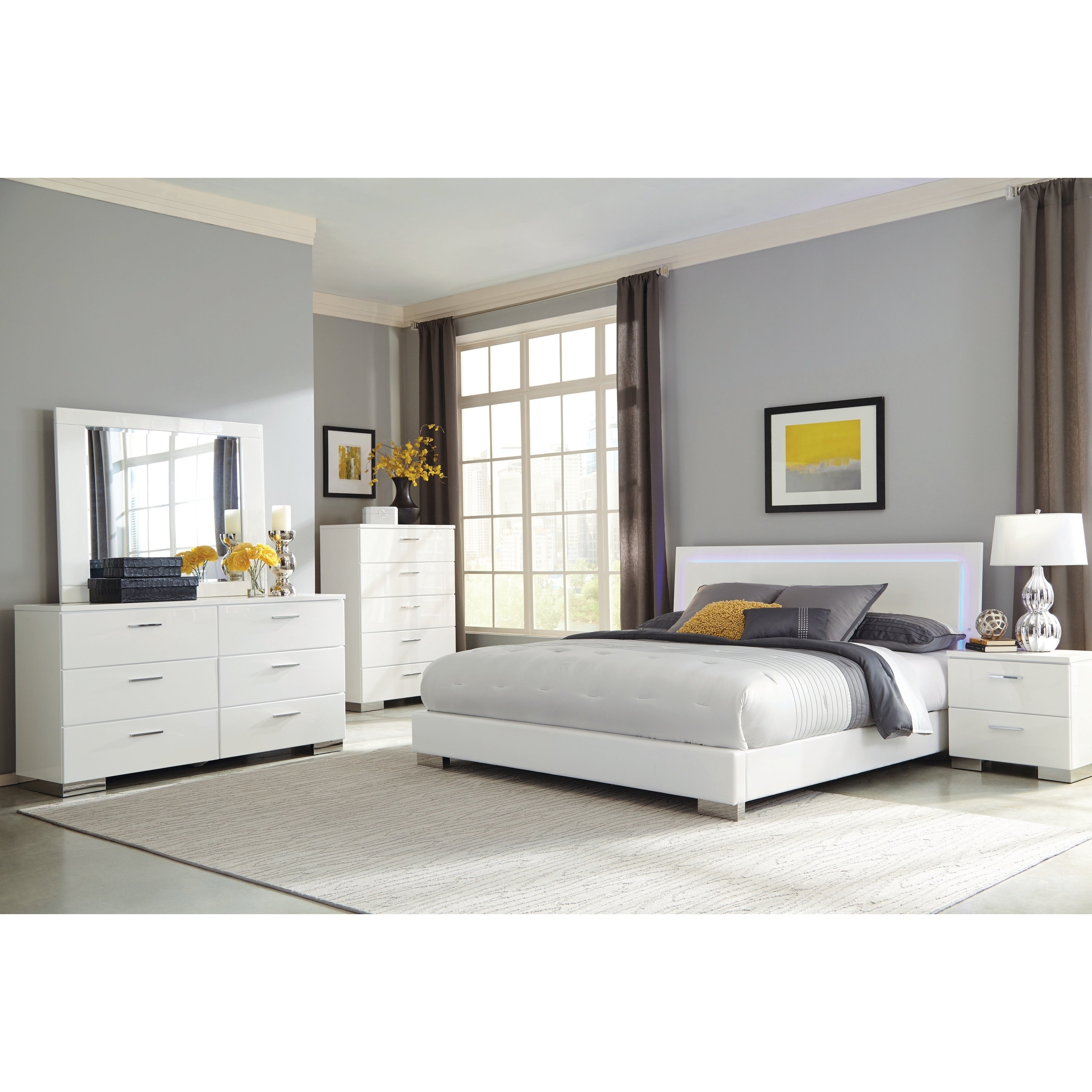 Strick Bolton Alice White 4 Piece Bedroom Set With Led Headboard for dimensions 3500 X 3500