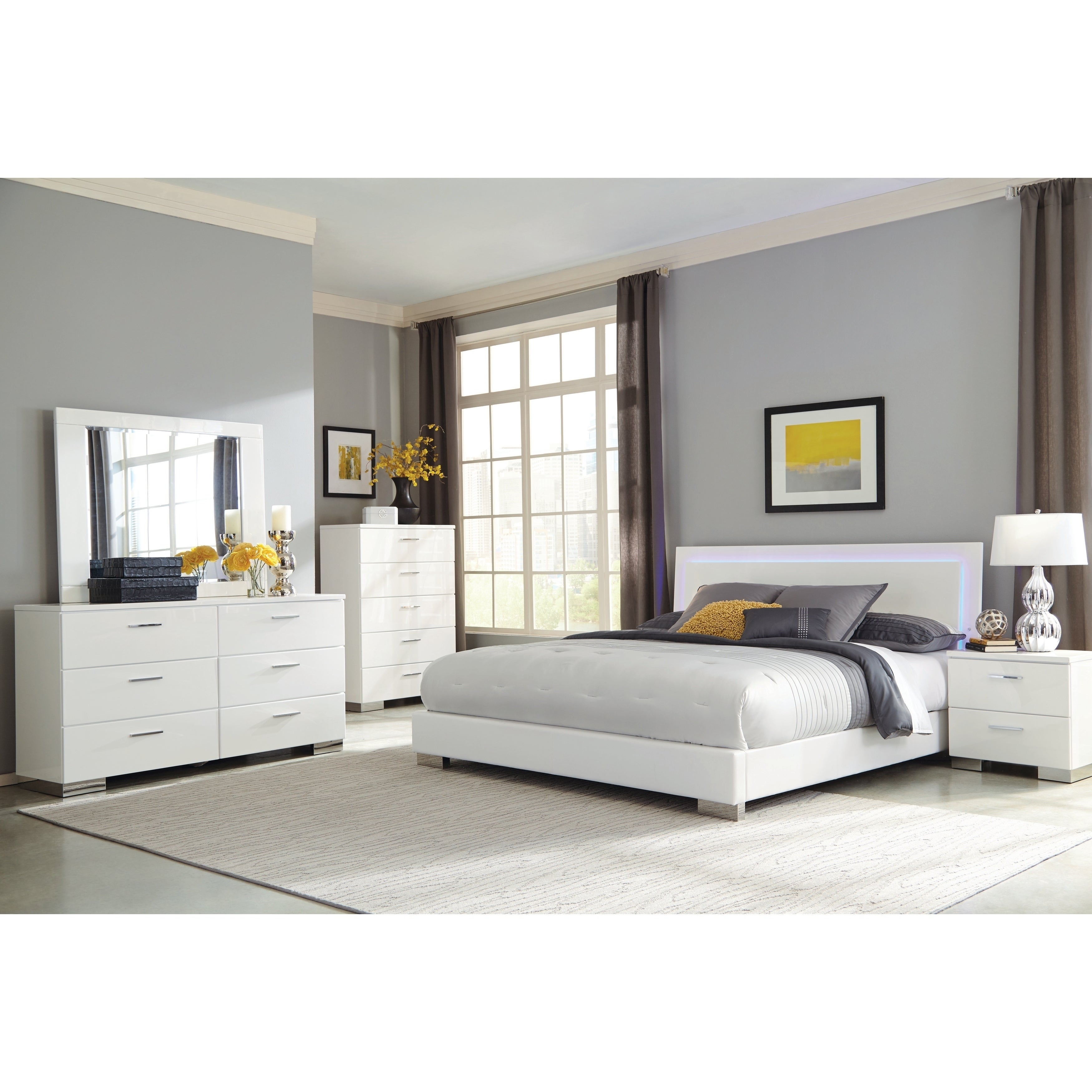 Strick Bolton Alice White 4 Piece Bedroom Set With Led Headboard with measurements 3500 X 3500