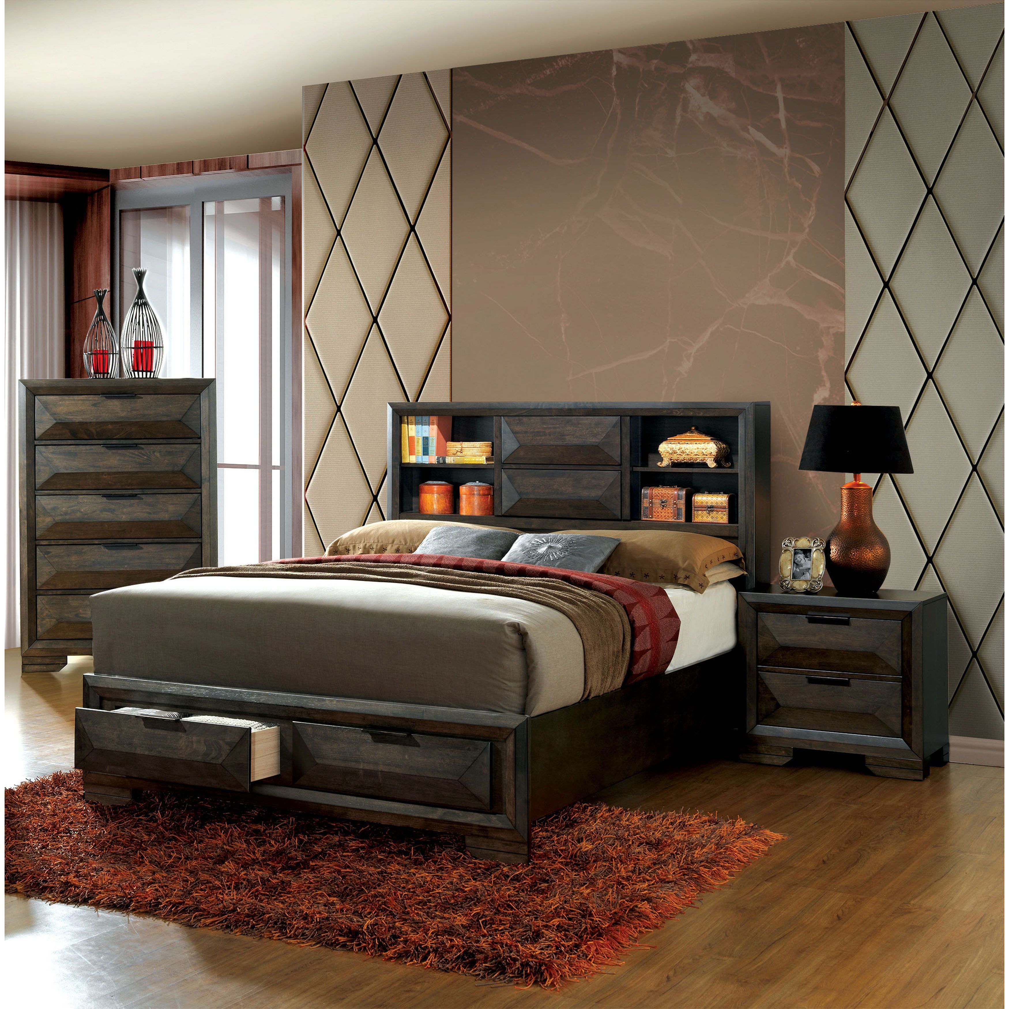 Strick Bolton Paloma 3 Piece Headboard Espresso Storage Bedroom in dimensions 3500 X 3500