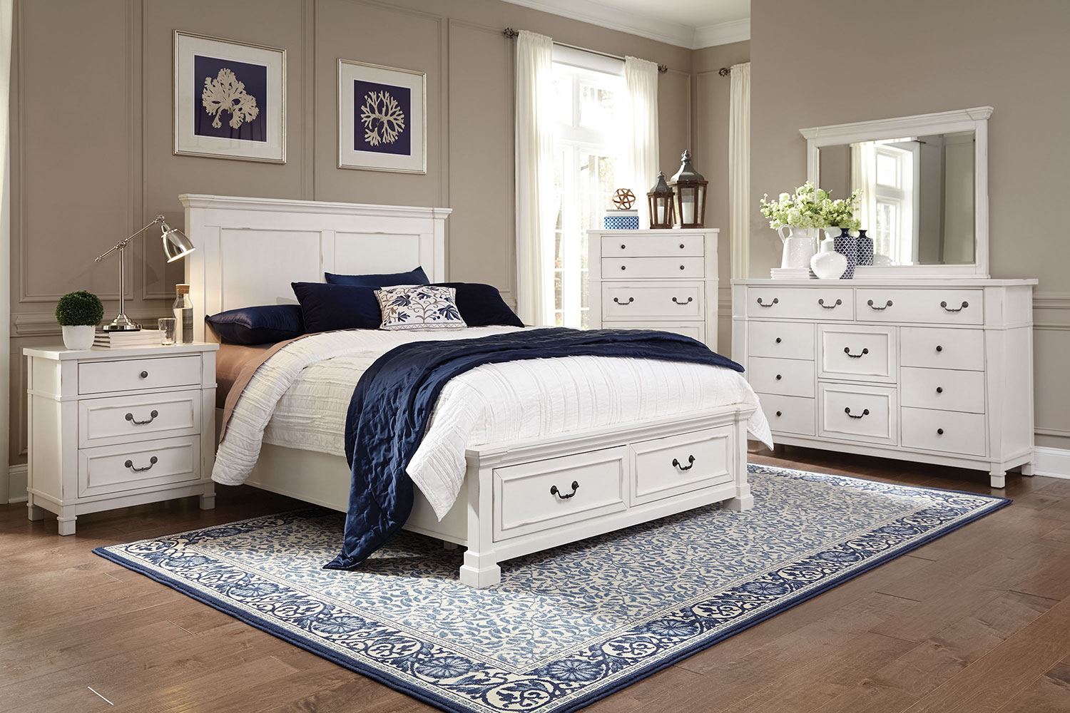 Taryn 4 Piece Queen Storage Bedroom Set Antique White throughout dimensions 1500 X 1000