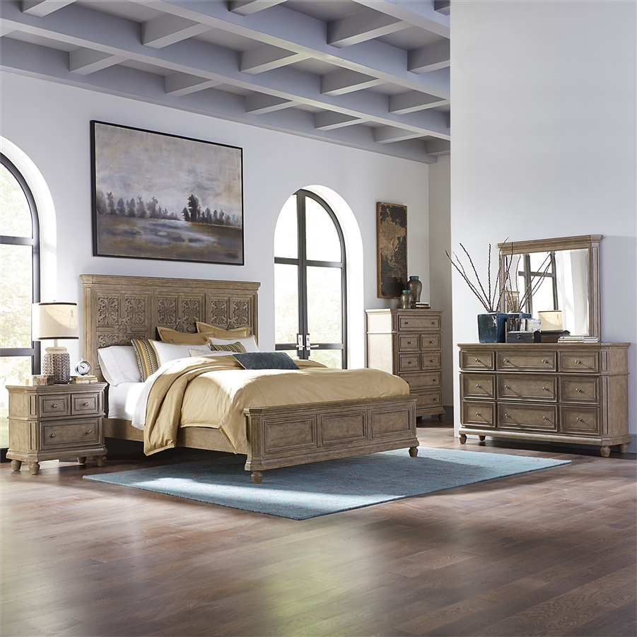 The Laurels Panel Bed 6 Piece Bedroom Set In Weathered Stone Finish Liberty Furniture 725 Br Oqpbdmn intended for dimensions 901 X 901