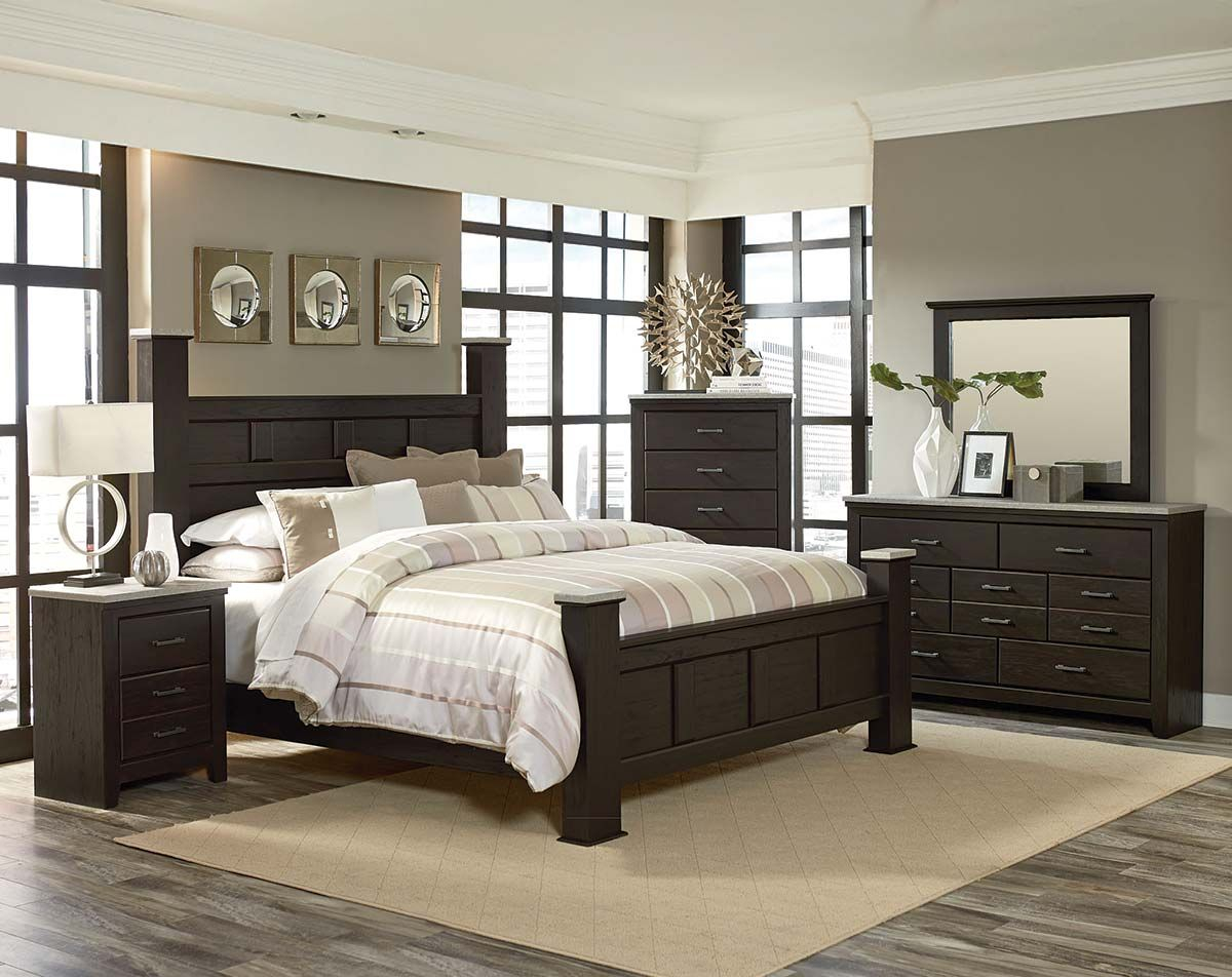 The Stonehill Dark Bedroom Set Features A Framed Panel Poster Bed throughout measurements 1200 X 952