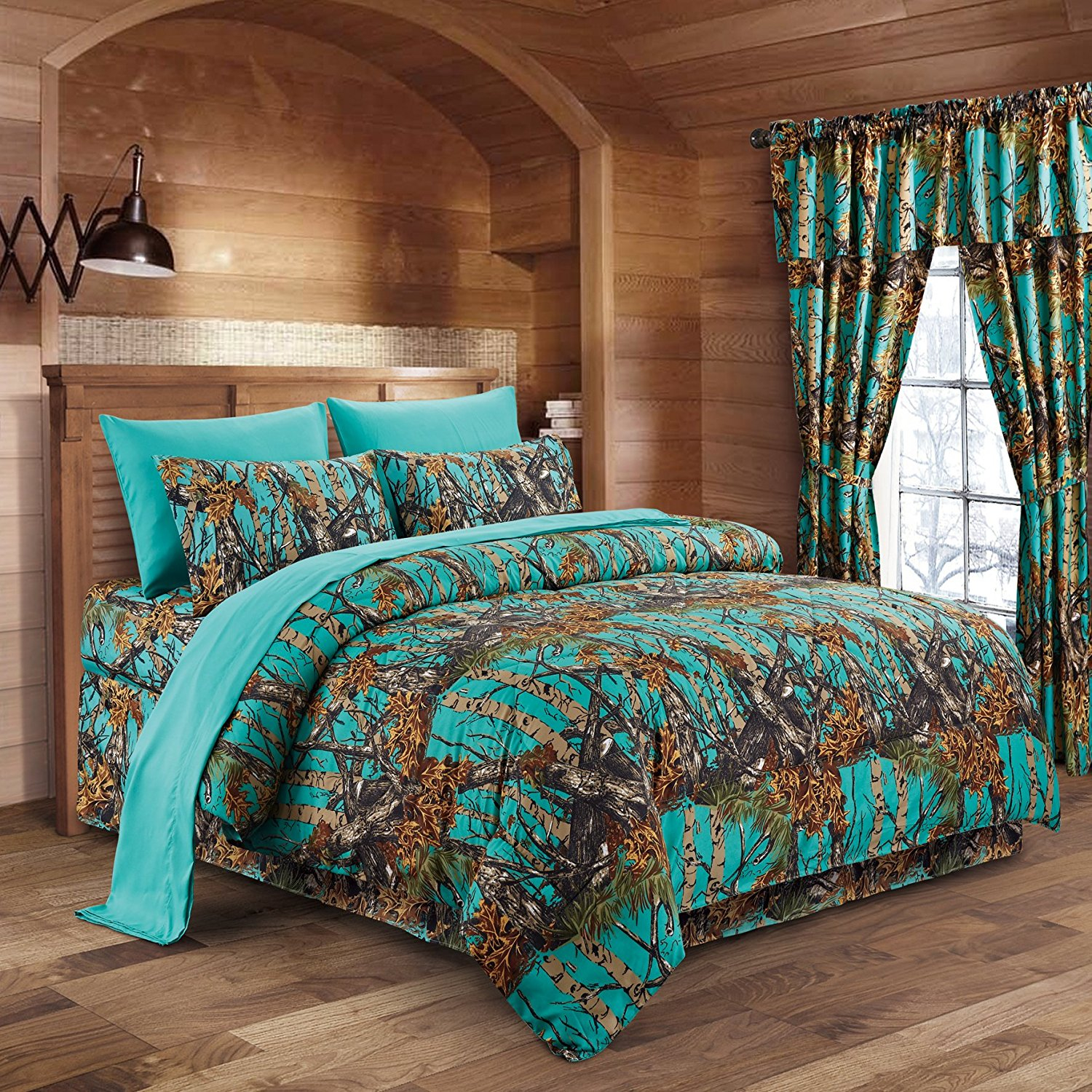 The Woods Teal Camouflage Queen 8pc Premium Luxury Comforter Sheet Pillowcases And Bed Skirt Set Regal Comfort Camo Bedding Set For Hunters intended for size 1500 X 1500