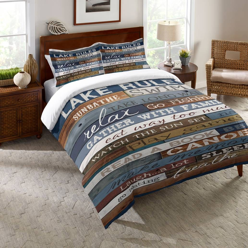 This Would Be Cute In The Trailer Laural Home Lake Rules Comforter throughout proportions 1033 X 1033