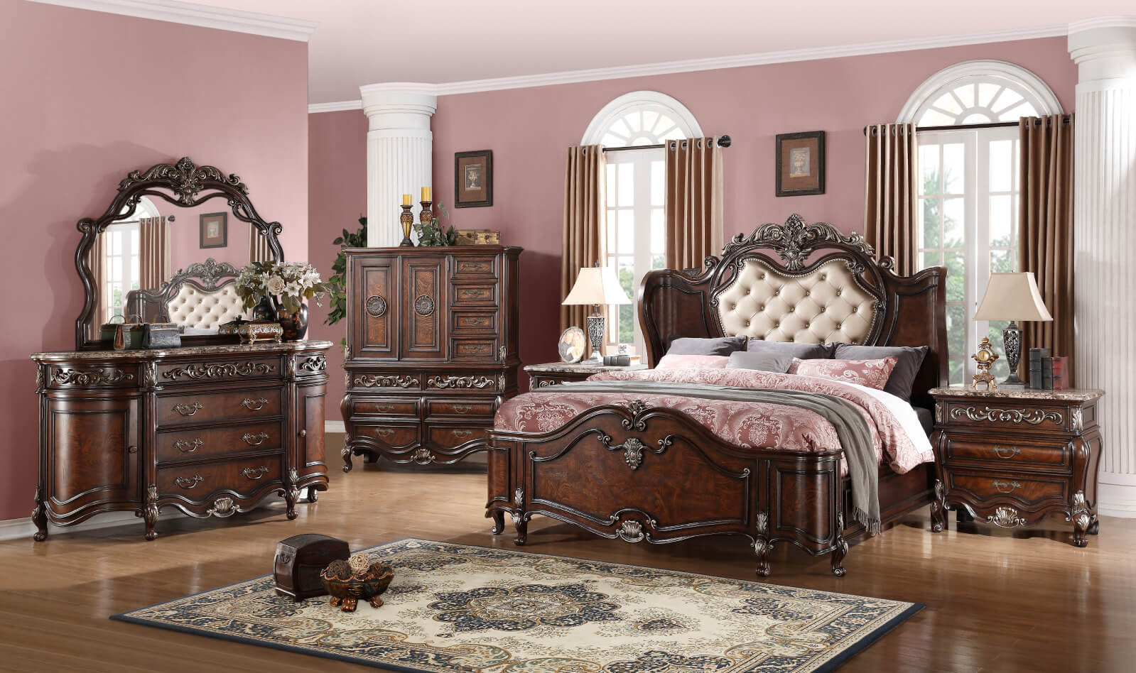 Tiffany 6 Pc Bedroom Set regarding proportions 1599 X 948