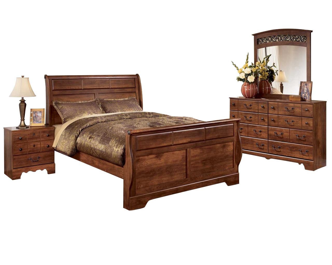 Timberline 4 Piece Queen Sleigh Bedroom Set In Cherry in measurements 1280 X 1024