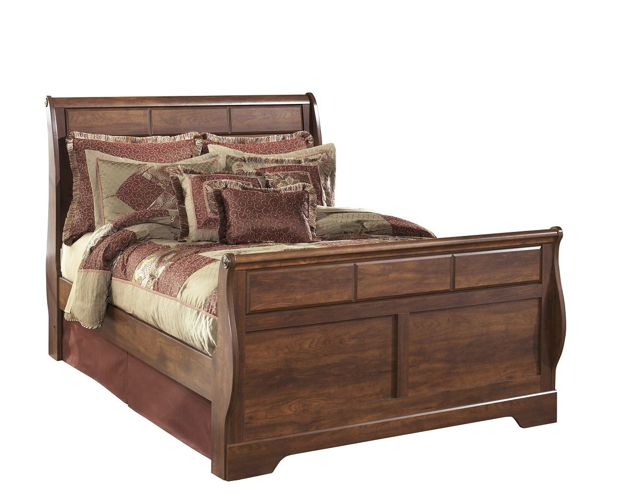 Timberline Queen Sleigh Bed In Warm Brown in size 1250 X 1000