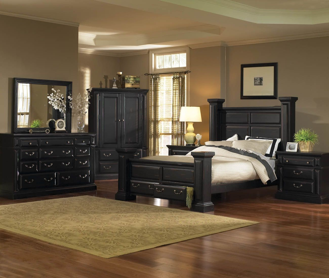 Torreon Antique Black Panel Bedroom Set in size 1300 X 1100