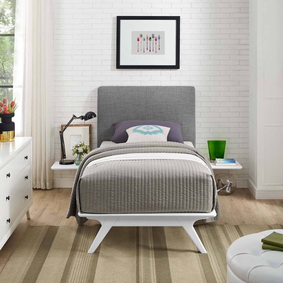 Tracy 3 Piece Twin Bedroom Set White Gray Modern Living intended for measurements 1200 X 1200