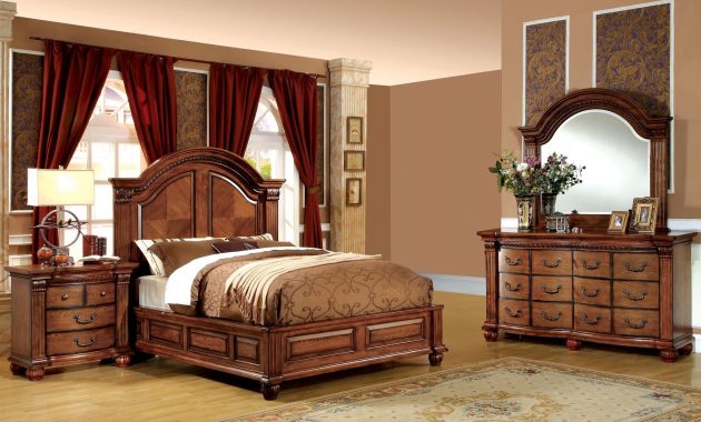 Traditional Antique Tobacco Oak 4 Piece Bedroom Set Foa intended for measurements 2048 X 2048