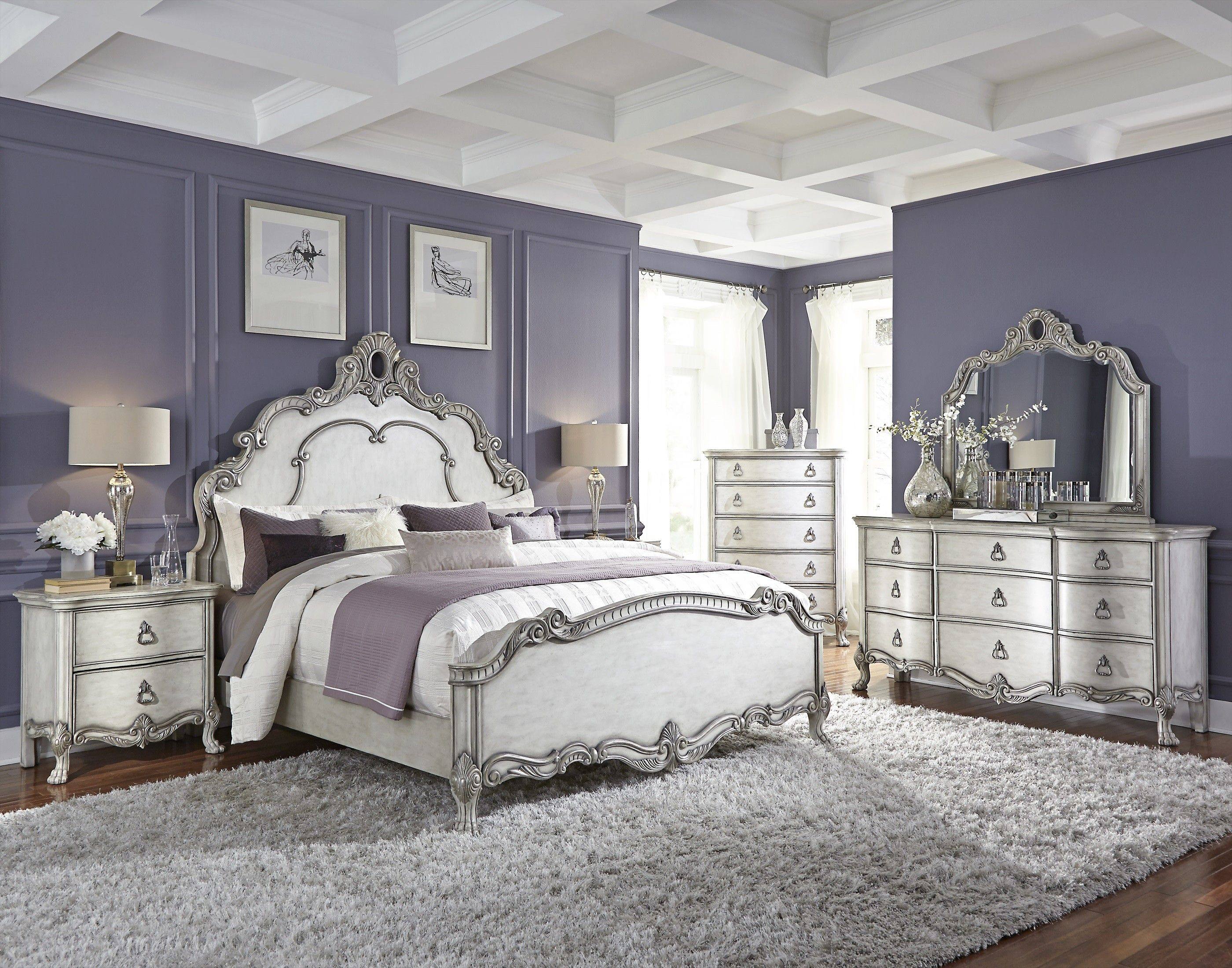 Traditional Antique White And Silver Bedroom Furniture Silver regarding dimensions 2800 X 2200