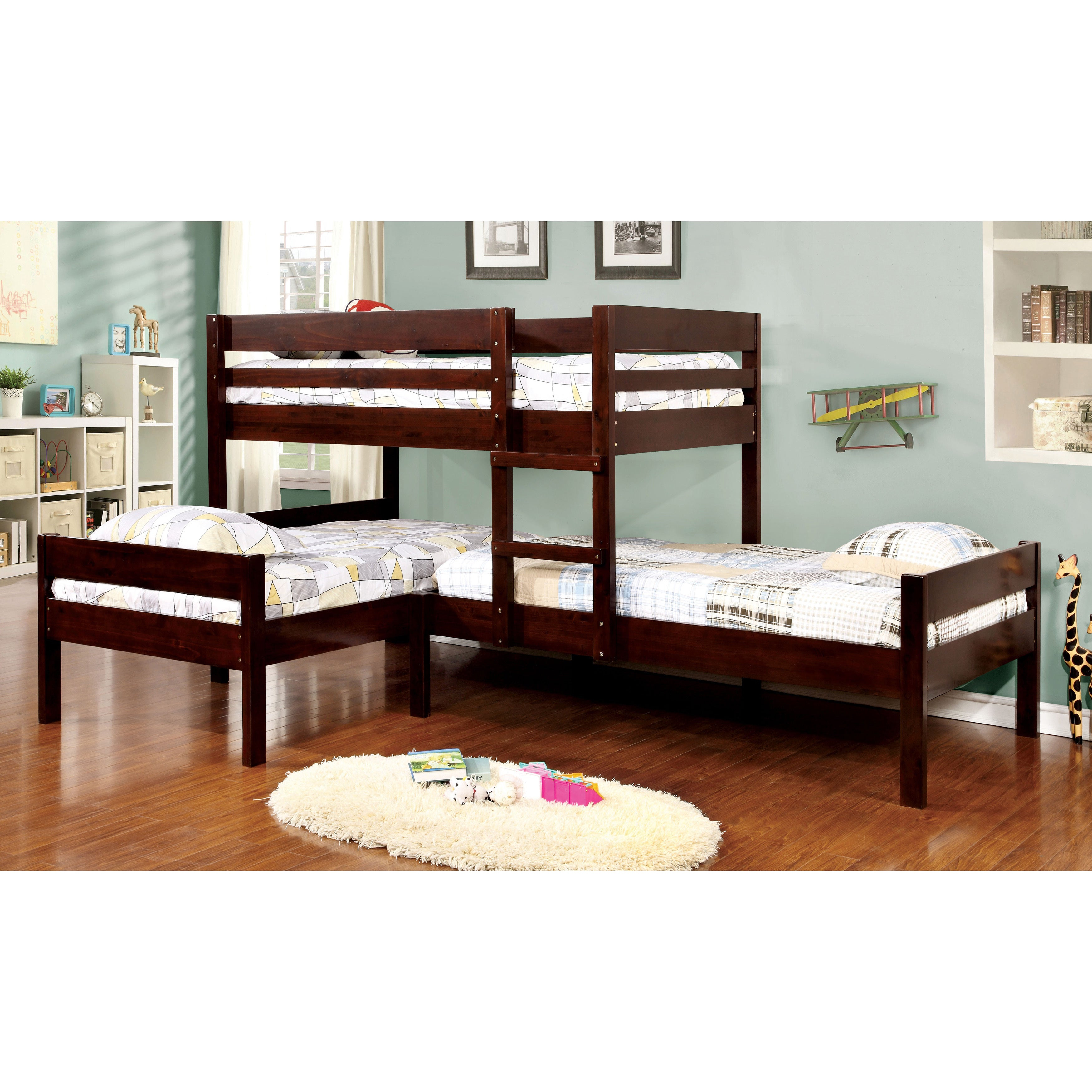 Tressa Contemporary Twin Espresso Bunk Bed Set Foa 3 Piece inside proportions 3500 X 3500