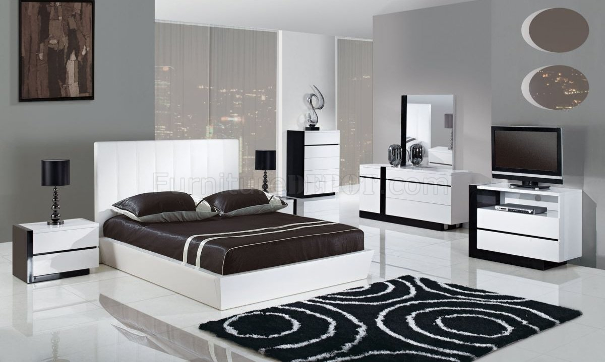 Trinity Bedroom In White Black Wplatform Bed Global in size 1200 X 719