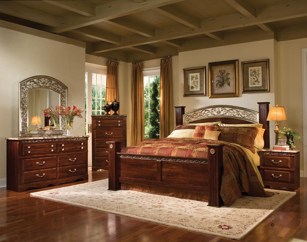 Triomphe 5 Pc Bedroom Set W Queen Poster Bed 57200 S2 Art Home for proportions 1071 X 843