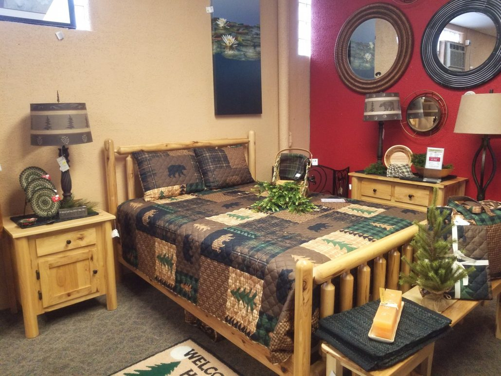 Turned Log Bedroom Set Shown In Rustic Hickory With A Natural Finish Amish Oak inside dimensions 1030 X 773