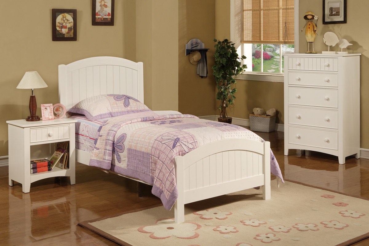 Twin Wood Bed F9049 Color White in sizing 1200 X 800
