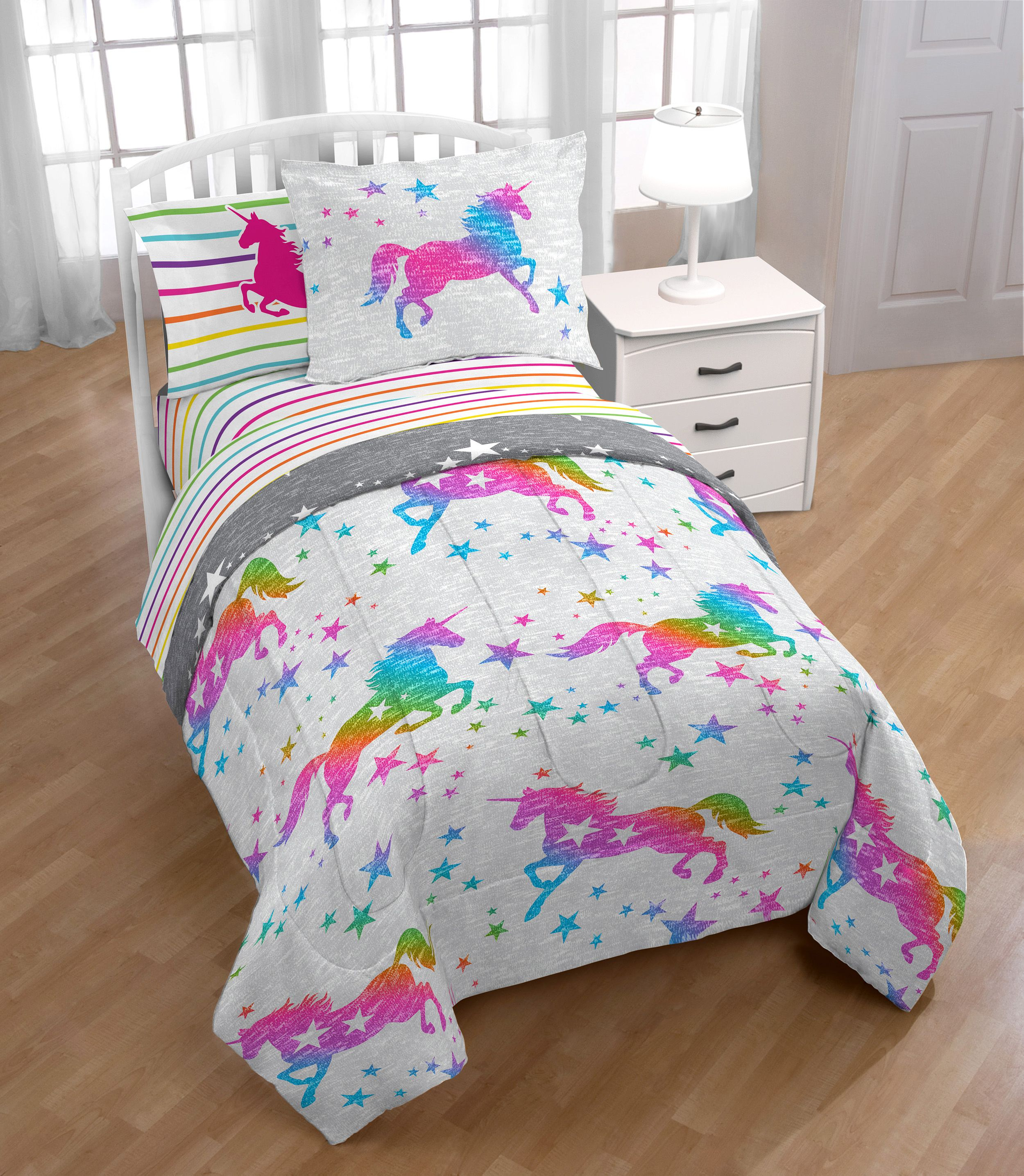 Unicorn Magic 5 Piece Bed In A Bag With Bonus Tote Walmart intended for measurements 2500 X 2872