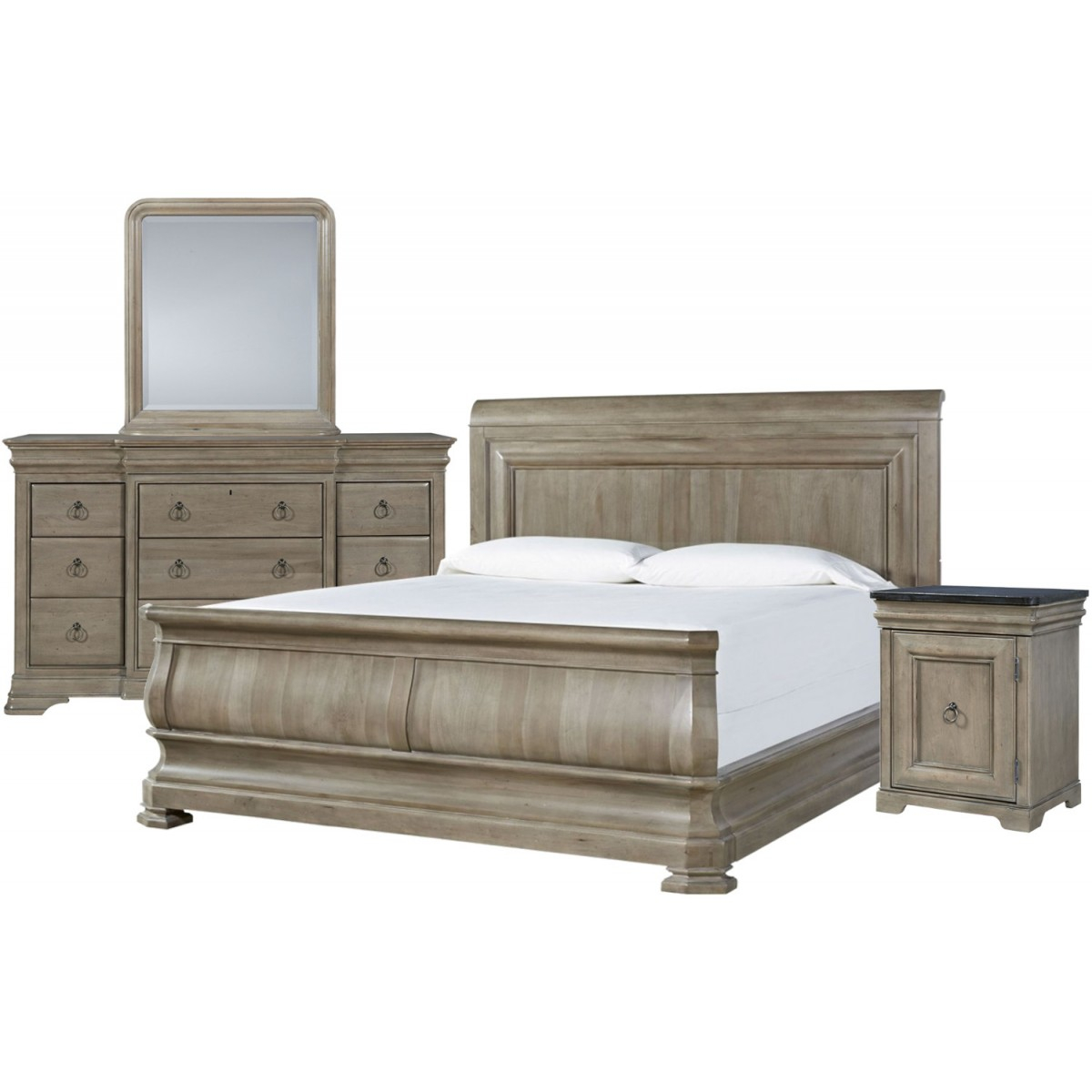 Universal Furniture Reprise Sleigh Bedroom Set In Driftwood Queen350 in size 1200 X 1200