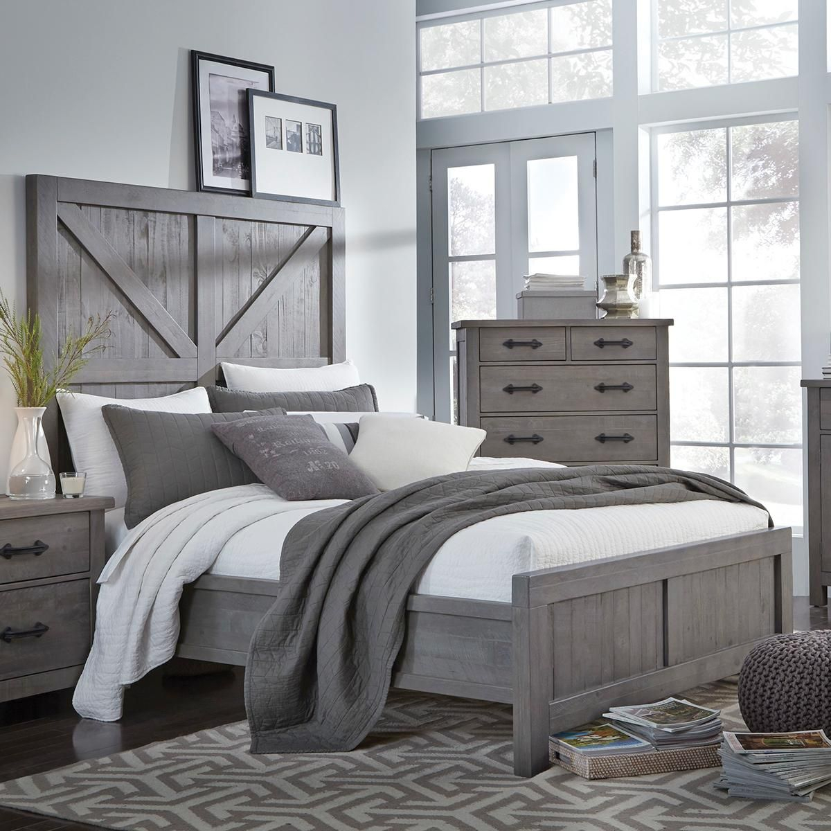 Urban Home Austin King Panel Bed In Rustic Grey Nebraska Furniture inside proportions 1200 X 1200