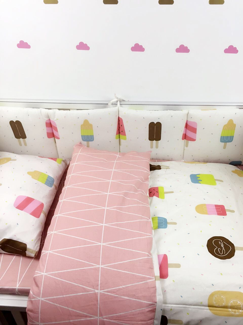 Us 351 10 Off7pc Crib Infant Room Kids Ba Bedroom Set Nursery Bedding Black Bear Pink Ice Cream Cot Bedding Set For Newborn Ba Girls In for measurements 960 X 1280